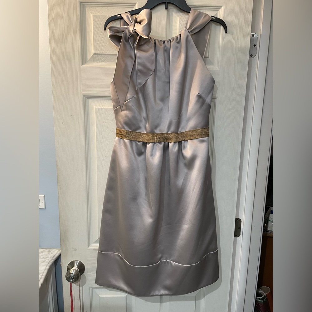 *Prom* Vera Wang Silver Gray Sheath Formal Dress Wedding Guest